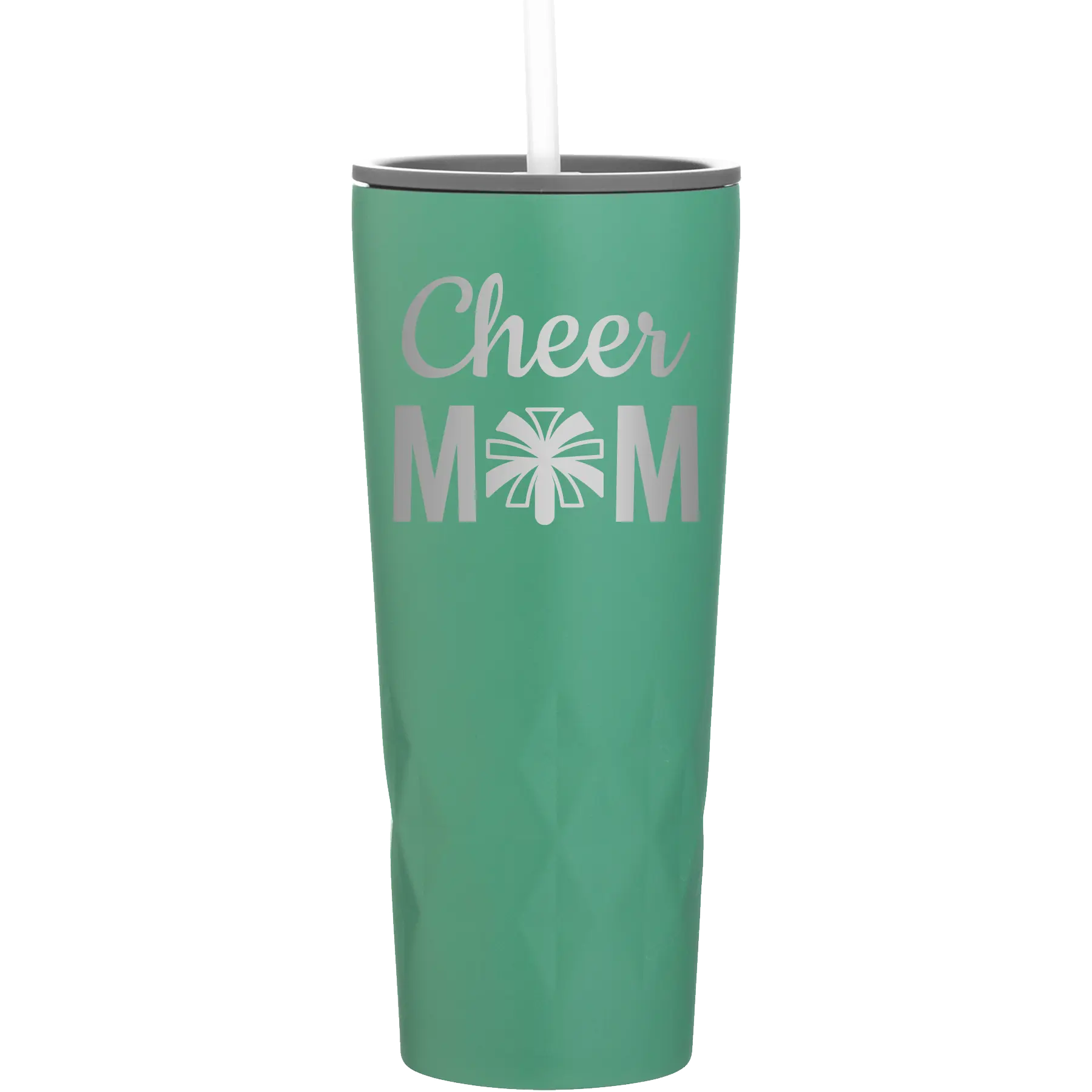 Laser etched forage 20 oz vacuum insulated tumbler with 'Mom Cheer2' design
