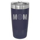 Laser etched navy 20 oz vacuum insulated tumbler with 'Mom Golf' design