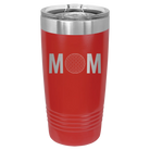 Laser etched red 20 oz vacuum insulated tumbler with 'Mom Golf' design