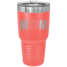 Laser etched coral 30 oz vacuum insulated tumbler with 'Mom Golf' design