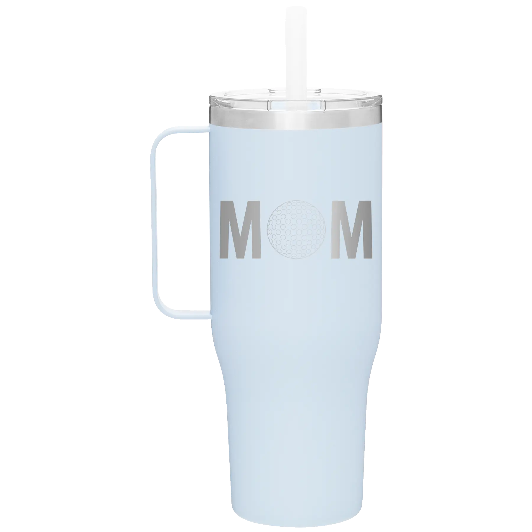 Laser etched landfall 40 oz vacuum insulated tumbler mug with 'Mom Golf' design