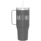 Laser etched slate 40 oz vacuum insulated tumbler mug with 'Mom Golf' design