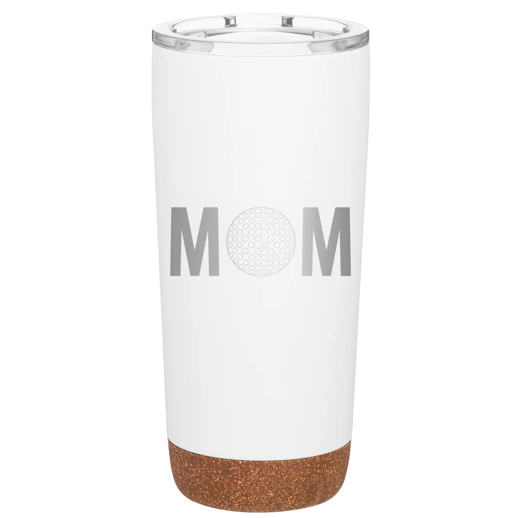 Laser etched white 20 oz vacuum insulated tumbler with 'Mom Golf' design