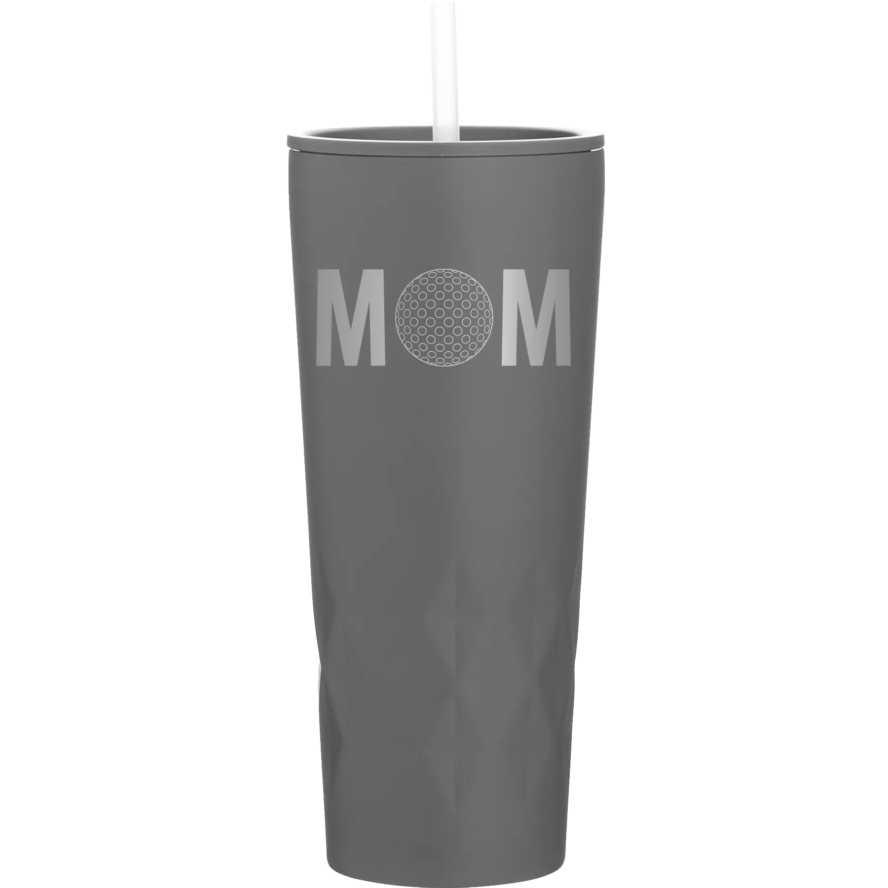 Laser etched slate 20 oz vacuum insulated tumbler with 'Mom Golf' design