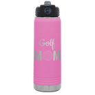 Laser etched light purple 20 oz vacuum insulated water bottle with 'Mom Golf2' design