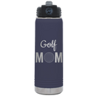 Laser etched navy 20 oz vacuum insulated water bottle with 'Mom Golf2' design