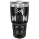 Laser etched black 30 oz vacuum insulated tumbler with 'Mom Golf2' design
