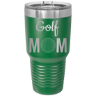 Laser etched green 30 oz vacuum insulated tumbler with 'Mom Golf2' design