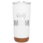 Laser etched white 20 oz vacuum insulated tumbler with 'Mom Golf2' design