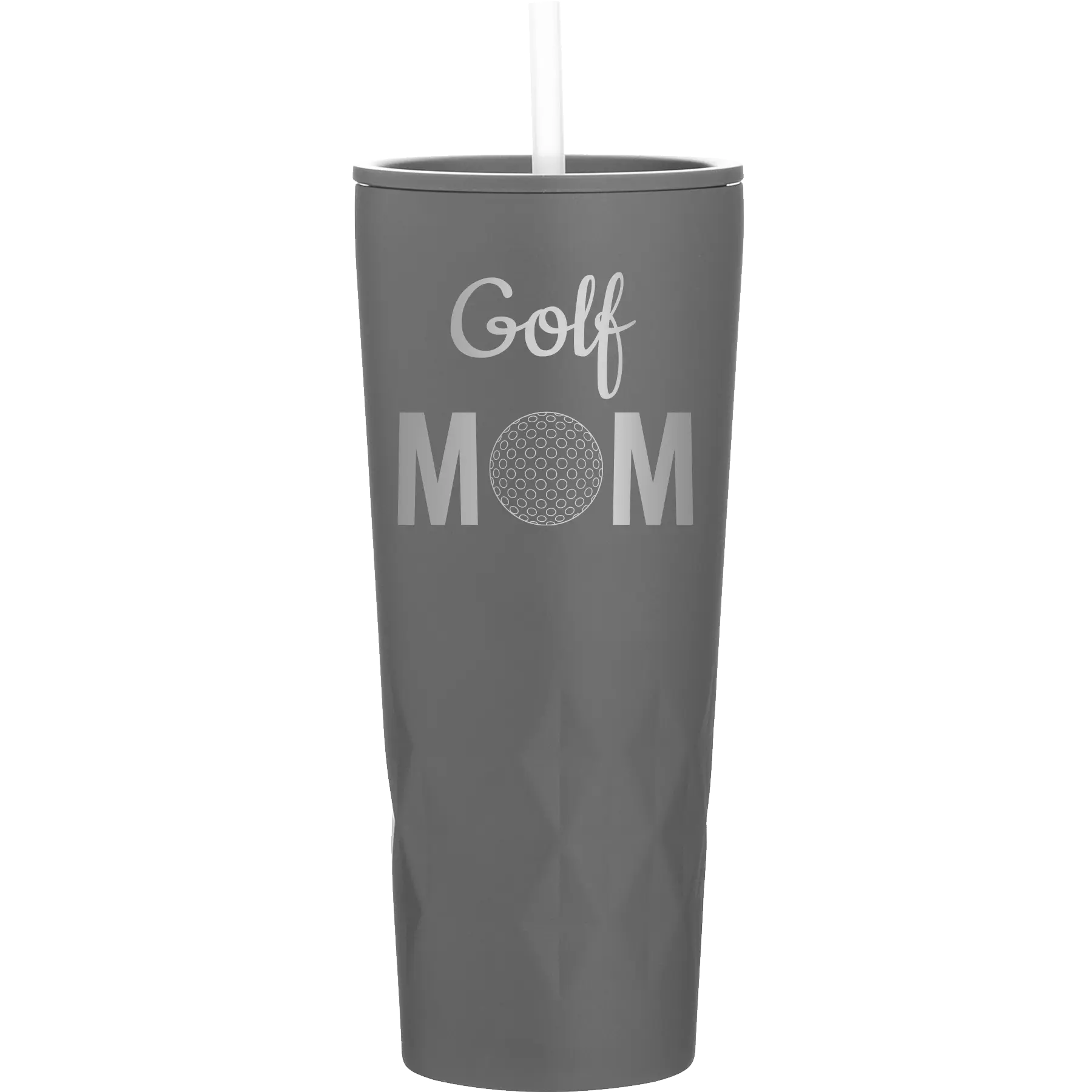 Laser etched slate 20 oz vacuum insulated tumbler with 'Mom Golf2' design
