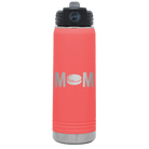 Laser etched coral 20 oz vacuum insulated water bottle with 'Mom Hockey' design