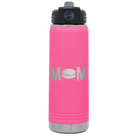 Laser etched pink 20 oz vacuum insulated water bottle with 'Mom Hockey' design