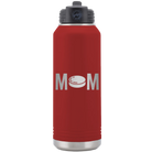 Laser etched maroon 32 oz vacuum insulated water bottle with 'Mom Hockey' design
