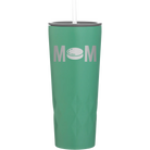 Laser etched forage 20 oz vacuum insulated tumbler with 'Mom Hockey' design