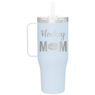 Laser etched landfall 40 oz vacuum insulated tumbler mug with 'Mom Hockey2' design