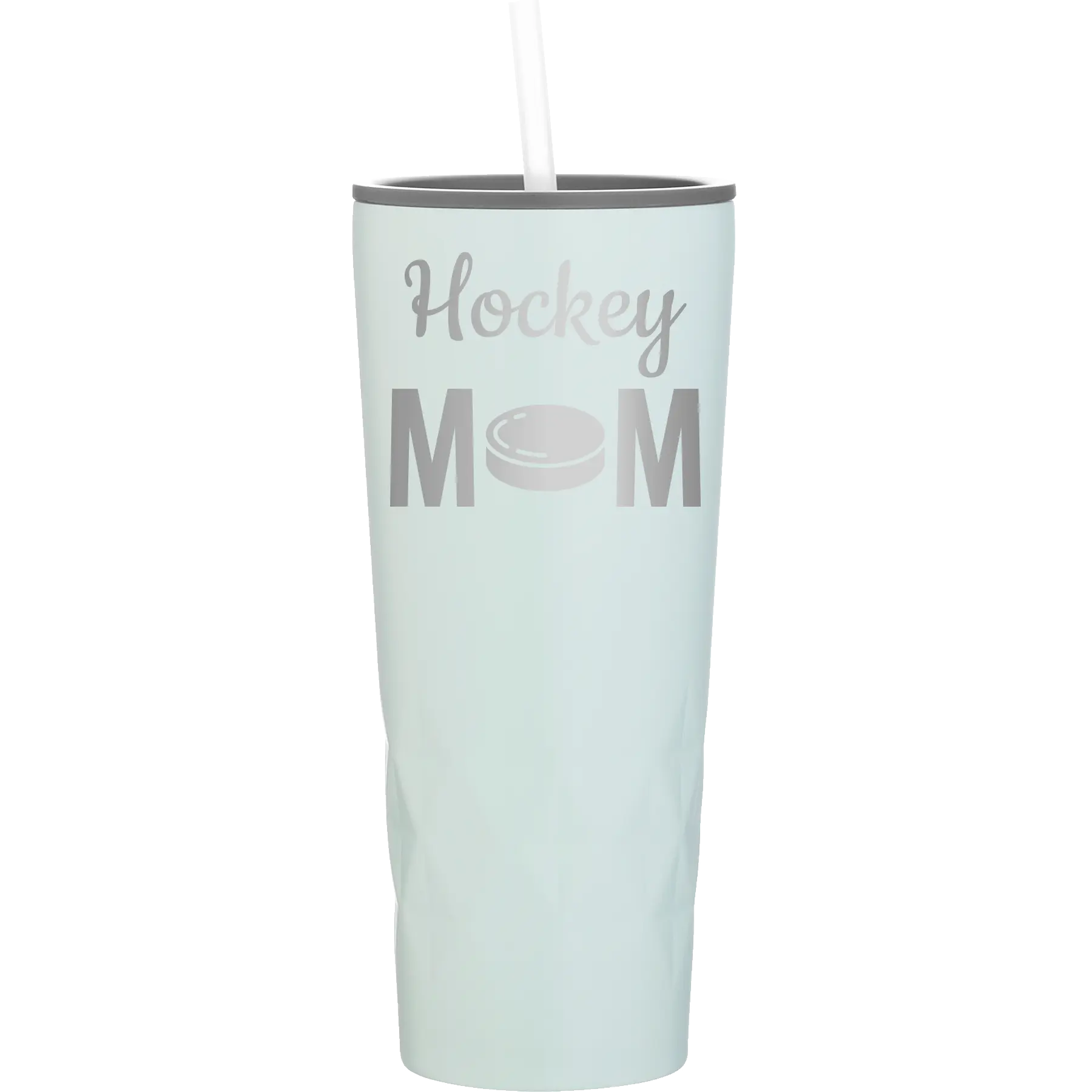 Laser etched meadow 20 oz vacuum insulated tumbler with 'Mom Hockey2' design
