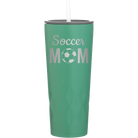 Laser etched forage 20 oz vacuum insulated tumbler with 'Mom Soccer2' design