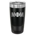 Laser etched black 20 oz vacuum insulated tumbler with 'Mom Tennis' design