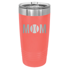 Laser etched coral 20 oz vacuum insulated tumbler with 'Mom Tennis' design