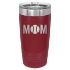 Laser etched maroon 20 oz vacuum insulated tumbler with 'Mom Tennis' design