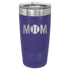Laser etched purple 20 oz vacuum insulated tumbler with 'Mom Tennis' design