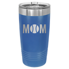 Laser etched royal blue 20 oz vacuum insulated tumbler with 'Mom Tennis' design