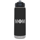 Laser etched black 20 oz vacuum insulated water bottle with 'Mom Tennis' design
