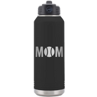 Laser etched black 32 oz vacuum insulated water bottle with 'Mom Tennis' design