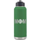 Laser etched green 32 oz vacuum insulated water bottle with 'Mom Tennis' design