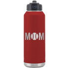 Laser etched maroon 32 oz vacuum insulated water bottle with 'Mom Tennis' design