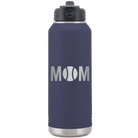 Laser etched navy 32 oz vacuum insulated water bottle with 'Mom Tennis' design