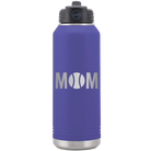 Laser etched purple 32 oz vacuum insulated water bottle with 'Mom Tennis' design