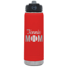 Laser etched red 20 oz vacuum insulated water bottle with 'Mom Tennis2' design