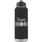 Laser etched black 32 oz vacuum insulated water bottle with 'Mom Tennis2' design