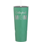 Laser etched forage 20 oz vacuum insulated tumbler with 'Mom Volleyball2' design