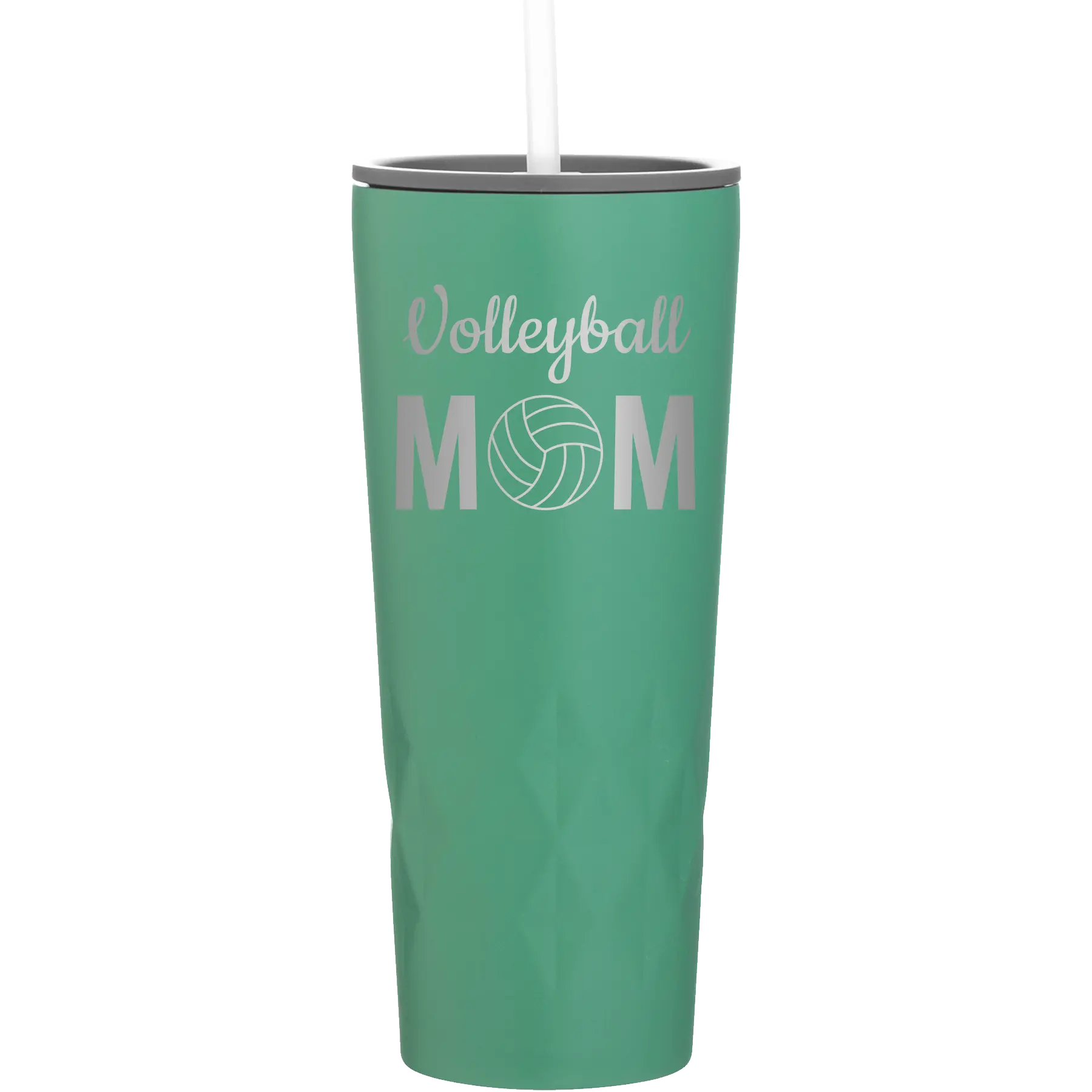 Laser etched forage 20 oz vacuum insulated tumbler with 'Mom Volleyball2' design