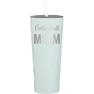Laser etched meadow 20 oz vacuum insulated tumbler with 'Mom Volleyball2' design