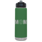 Laser etched green 20 oz vacuum insulated water bottle with 'Mom Volleyball' design