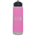 Laser etched light purple 20 oz vacuum insulated water bottle with 'Mom Volleyball' design