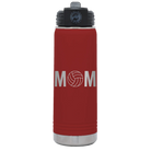 Laser etched maroon 20 oz vacuum insulated water bottle with 'Mom Volleyball' design