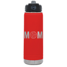 Laser etched red 20 oz vacuum insulated water bottle with 'Mom Volleyball' design