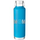 Laser etched aqua 24 oz vacuum insulated water bottle with 'Mom Volleyball' design