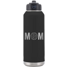 Laser etched black 32 oz vacuum insulated water bottle with 'Mom Volleyball' design