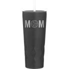 Laser etched black 20 oz vacuum insulated tumbler with 'Mom Volleyball' design