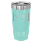 Personalized teal 20 oz vacuum insulated tumbler with 'Mom Est2' design