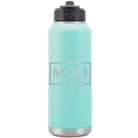 Personalized teal 32 oz vacuum insulated water bottle with 'Mom Est2' design