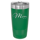 Personalized green 20 oz vacuum insulated tumbler with 'Mom Est' design