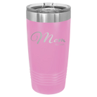 Personalized light purple 20 oz vacuum insulated tumbler with 'Mom Est' design