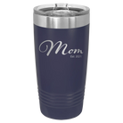 Personalized navy 20 oz vacuum insulated tumbler with 'Mom Est' design