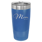 Personalized royal blue 20 oz vacuum insulated tumbler with 'Mom Est' design